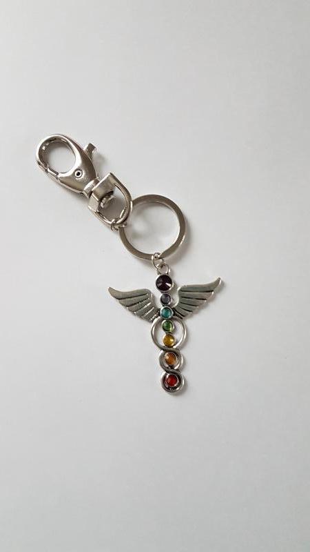 Metalen sleutel/ tashanger Chakra rainbow
